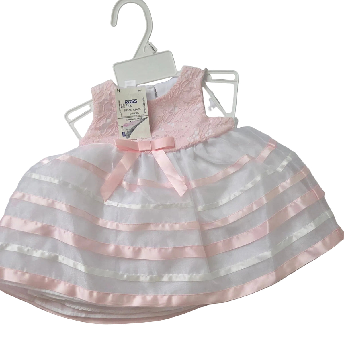 Baby Girl Pink and Gray Striped Party Dress