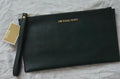 Michael Kors Olive Green Pebbled Wristlet Clutch with Gold Logo