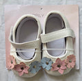 Baby Girl White Mary Jane Shoes with Pastel Flowers – New