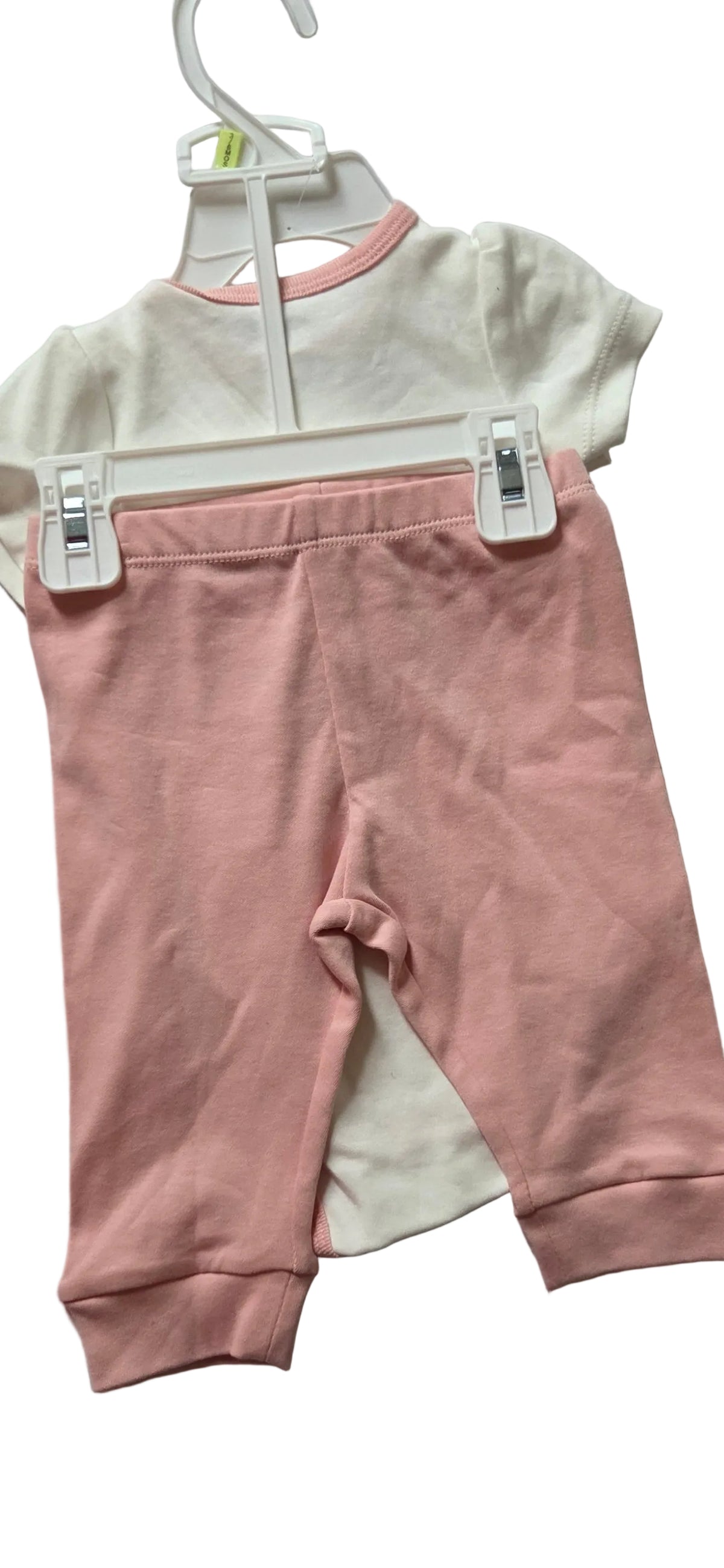 Baby Girl 3-Piece Bodysuit & Pants Set – Pink & Cream
