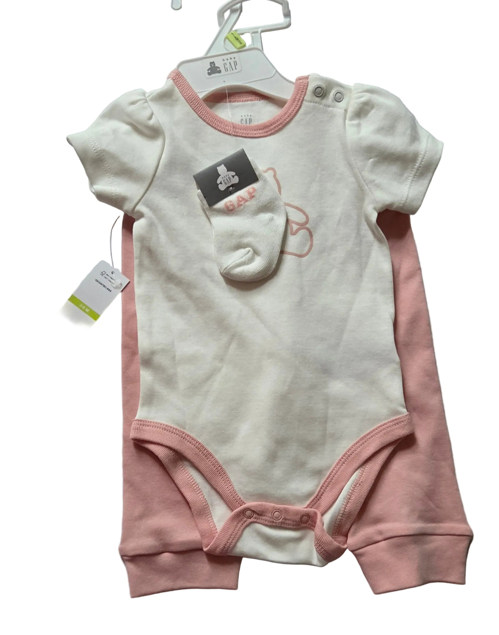 Baby Girl 3-Piece Bodysuit & Pants Set – Pink & Cream