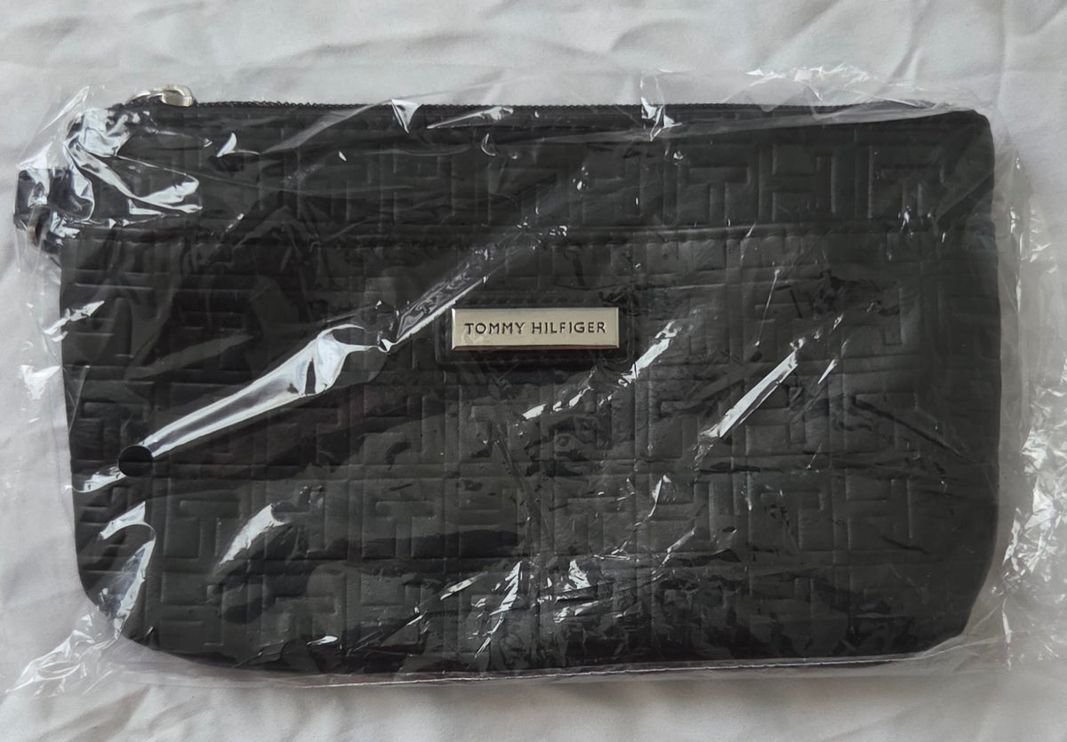 Tommy Hilfiger Black Textured Zip Pouch – New in Package