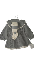 Baby Gray Knit Dress, Hat & Socks Set
