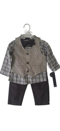 Baby Boy Plaid Shirt, Vest & Pants Set