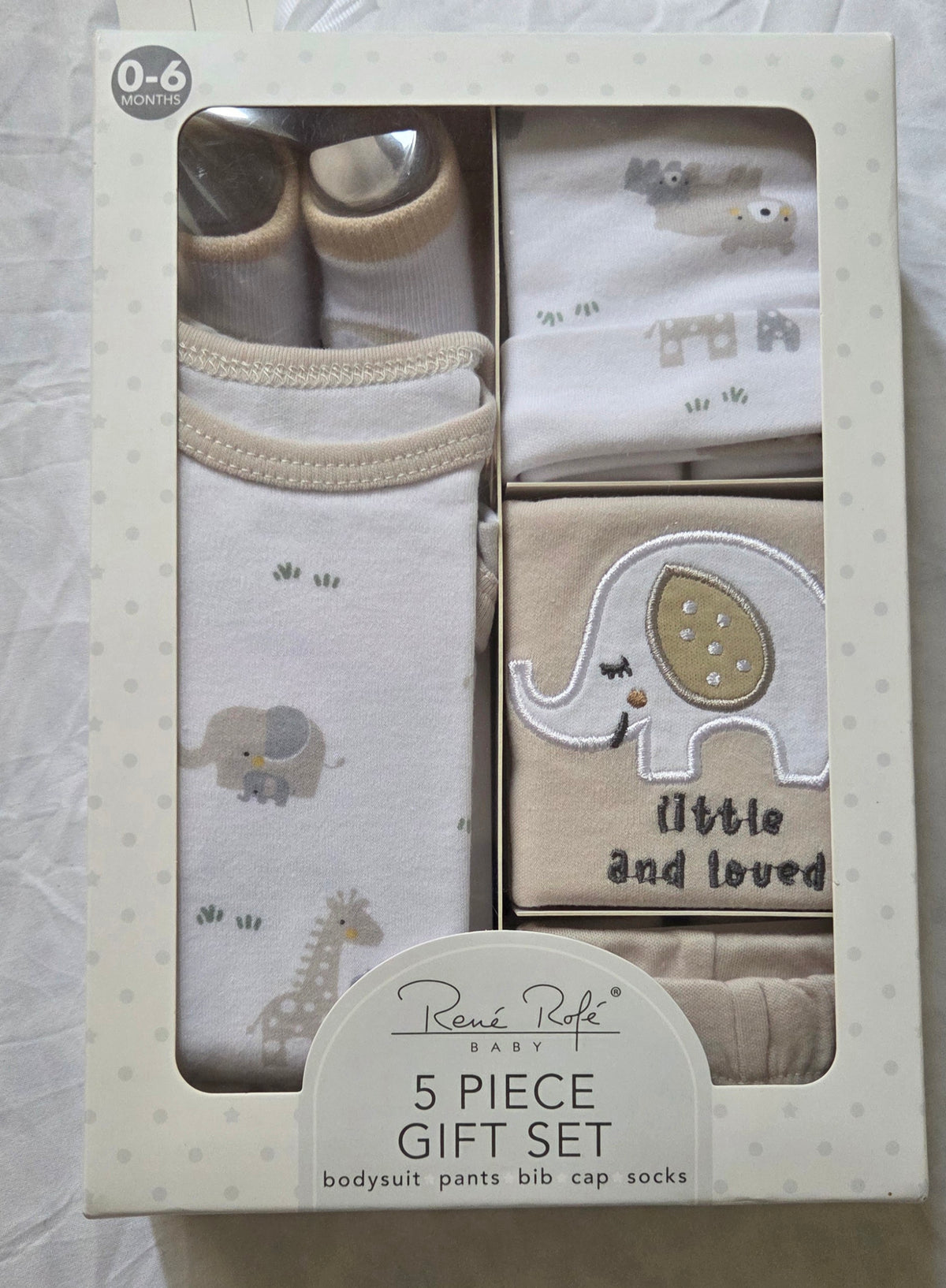 Little and Loved 5-Piece Baby Gift Set – Beige Elephant
