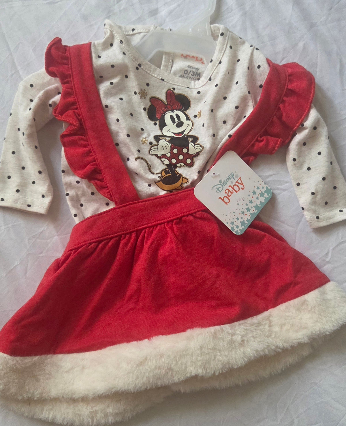 Minnie Mouse Baby Girls 2-Piece Red Skirt Outfit Set – New