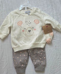 Baby 3-Piece Bear Sweatshirt, Pants & Socks Set – 3 Months – New