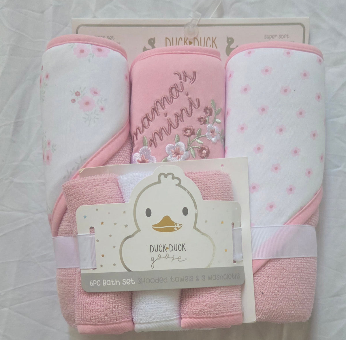 Duck Duck Goose Baby Girl 6-Piece Pink Bath Set – New